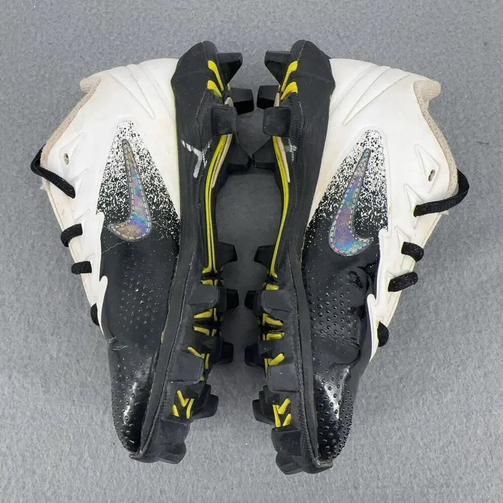 Nike Vapor Youth Baseball Cleats 12C White Black Iridescent Swoosh Kids Fastflex
